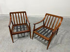 Pair of Mid Century Modern Danish Style Slat Back Lounge Chairs