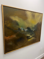 Large Mid Century Original Moody Abstract Landscape Painting, Oil on Canvas