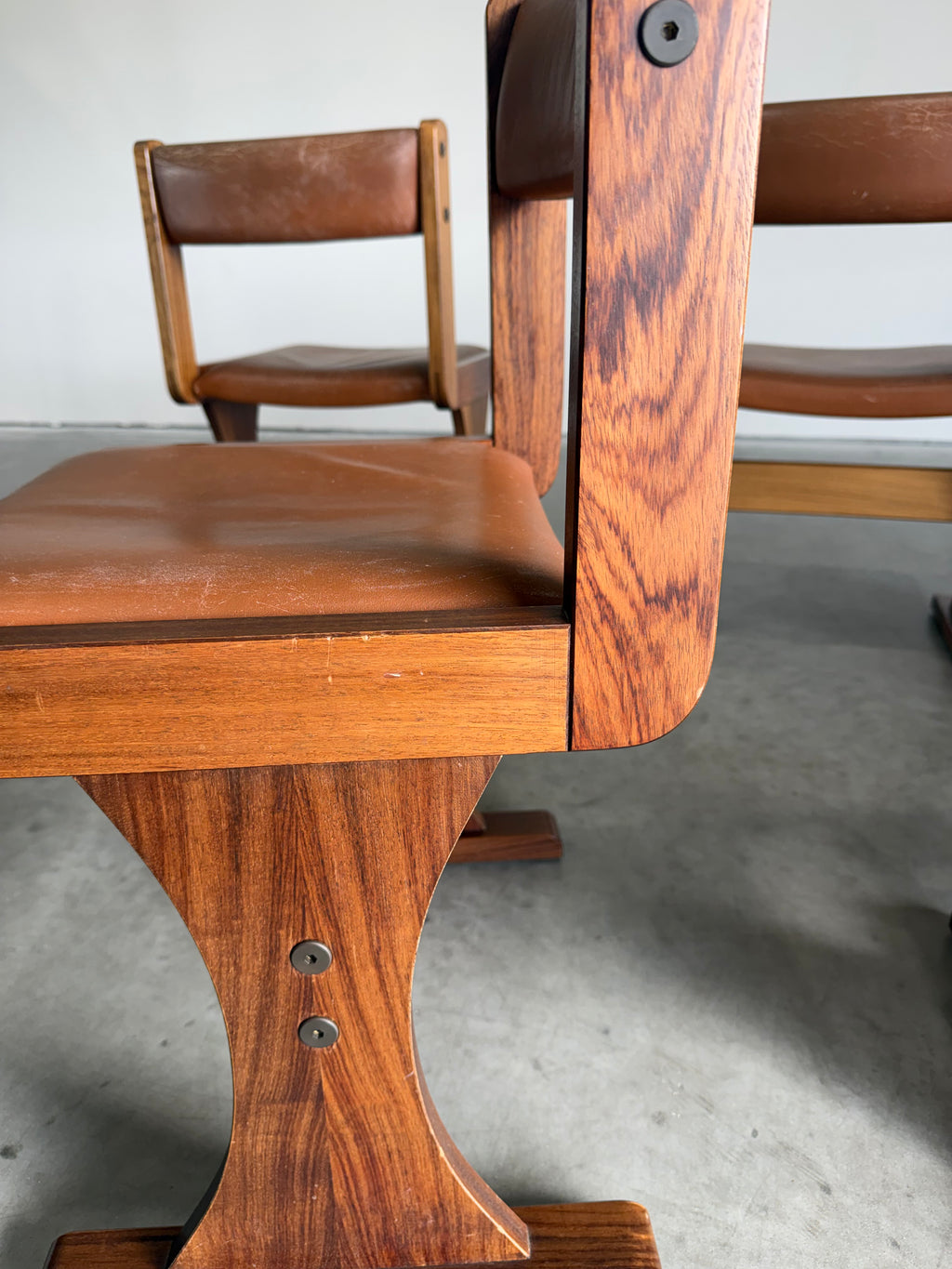 Set of 6 Danish Rosewood and Caramel Leather Gangso Mobler Dining Chairs