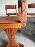 Set of 6 Danish Rosewood and Caramel Leather Gangso Mobler Dining Chairs