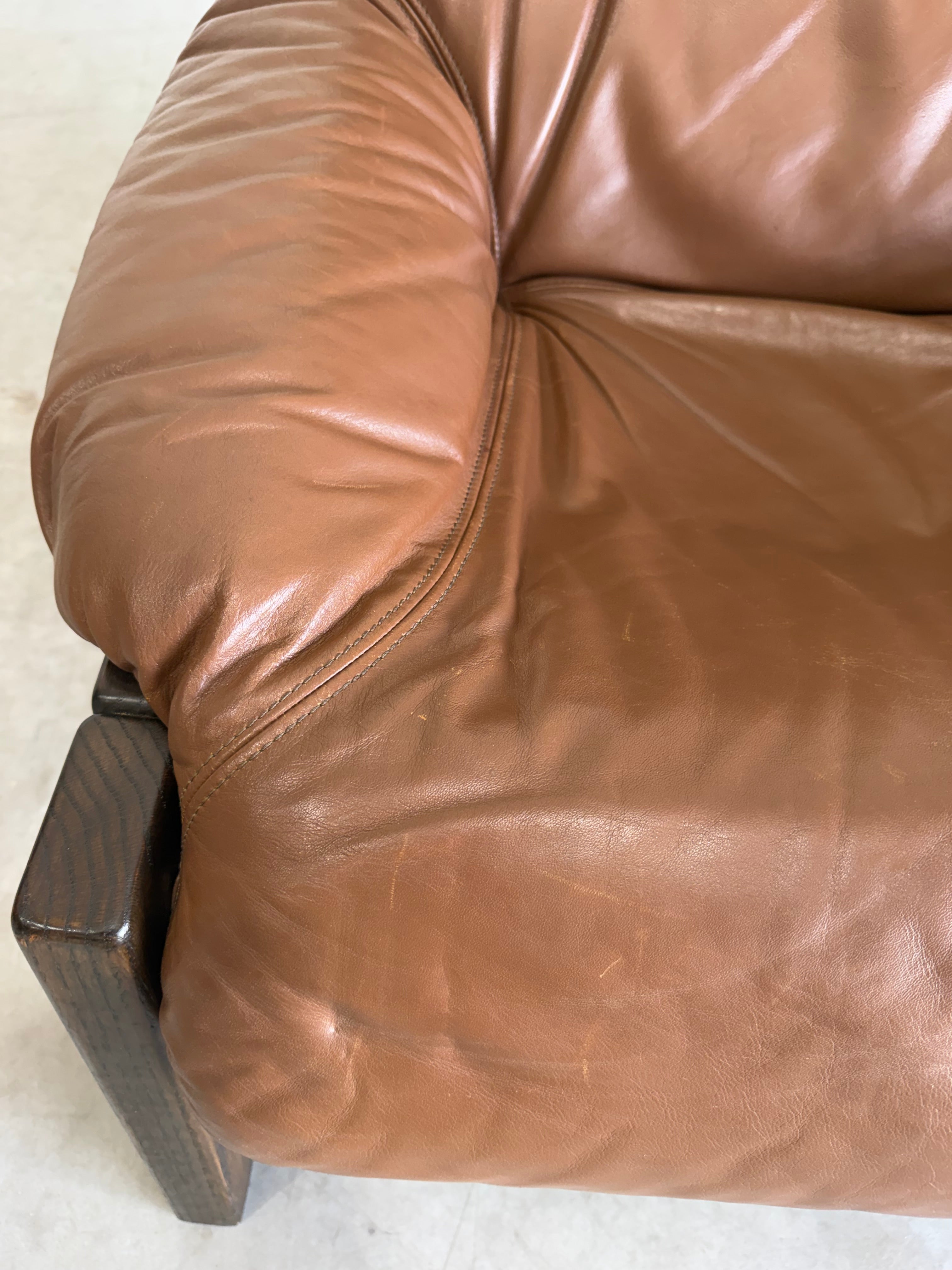 Vintage Dutch Brutalist Leather Lounge Chair
