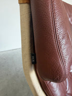 Bruno Mathsson for DUX Brown Leather Pernilla Lounge Chair and Ottoman
