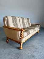 Vintage Henning Kjaernulf Style Danish Wool and Oak Sofa