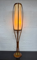 Mid Century Modern Modeline Sculptural Wood and Brass Floor Lamp by Arthur Jacobs