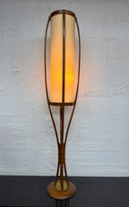Mid Century Modern Modeline Sculptural Wood and Brass Floor Lamp by Arthur Jacobs