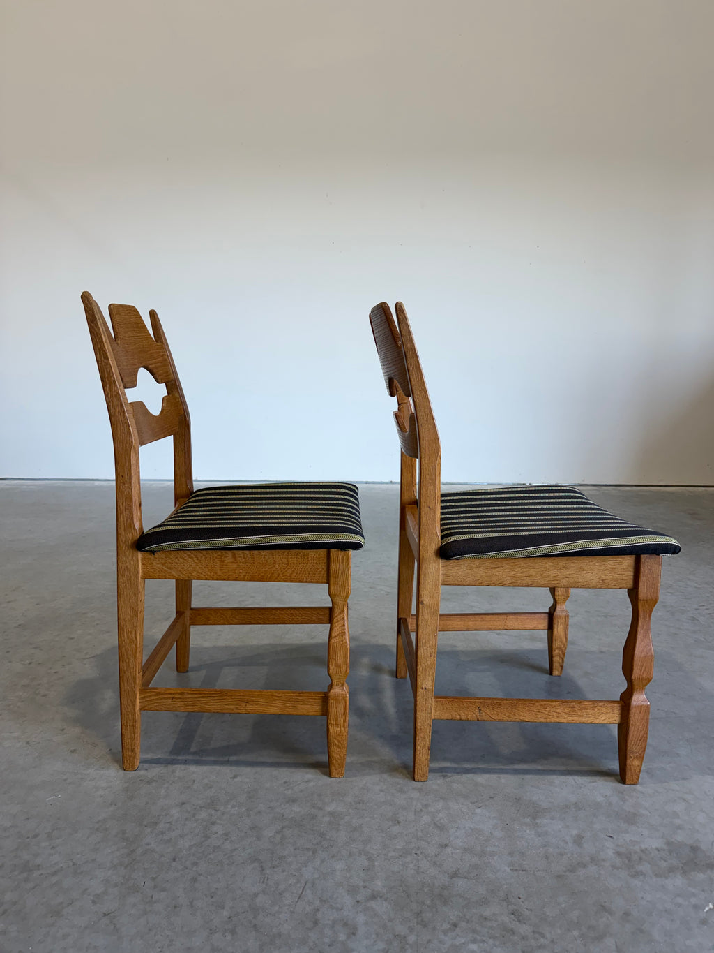 Mid Century Henning Kjaernulf Razor Blade Dining Chairs, Set of 2