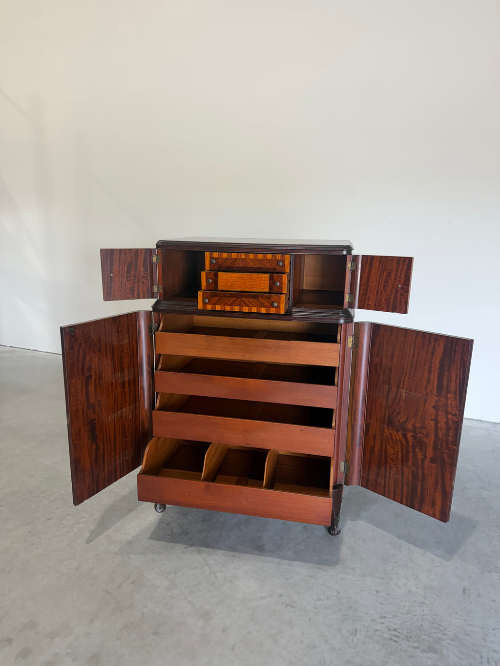 Handsome Art Deco Marquetry Chiffonier Gentlemen’s Chest