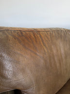 Mid Century Swedish Arne Norell Style Olive Leather and Rosewood Sofa