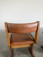 Set of 6 Danish Rosewood and Caramel Leather Gangso Mobler Dining Chairs