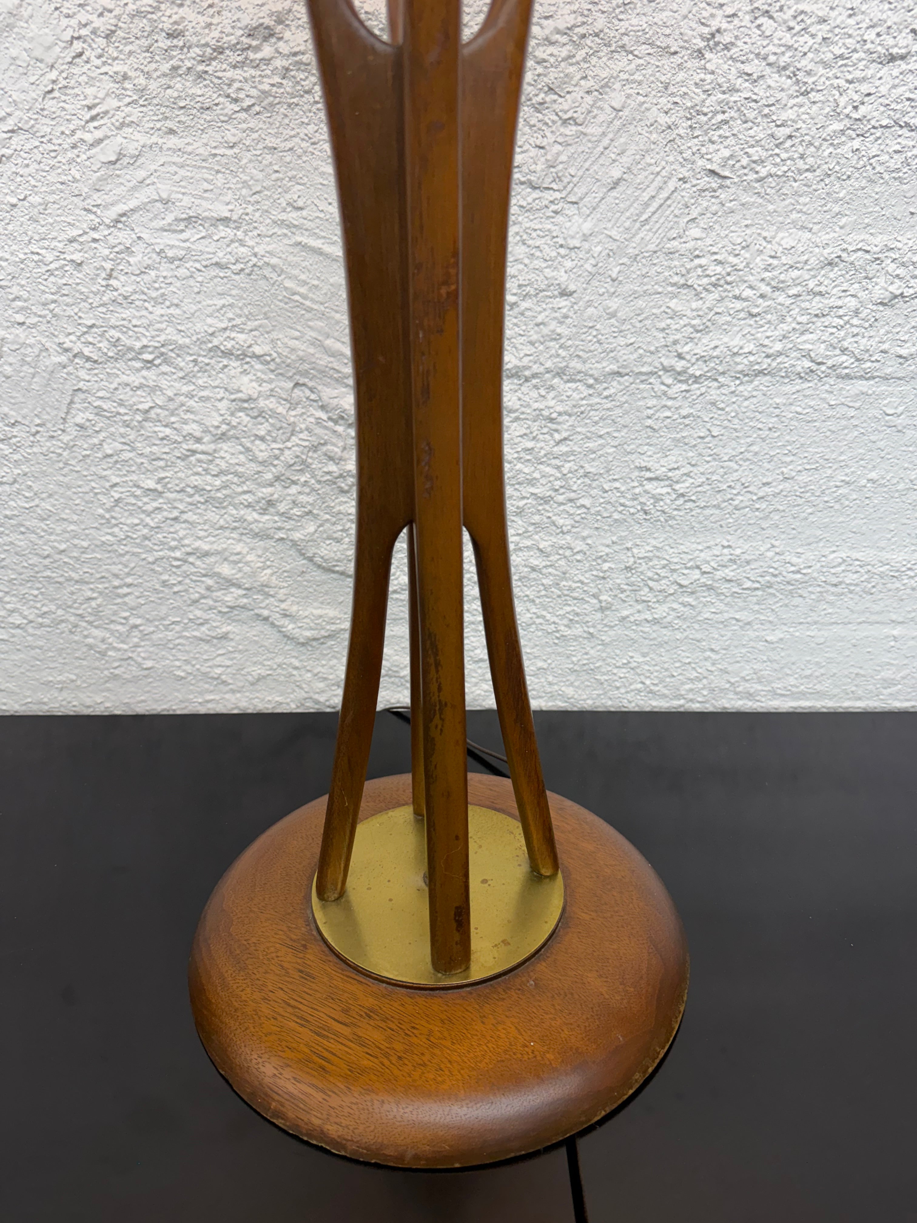 Mid Century Modern Modeline Sculptural Wood and Brass Floor Lamp by Arthur Jacobs