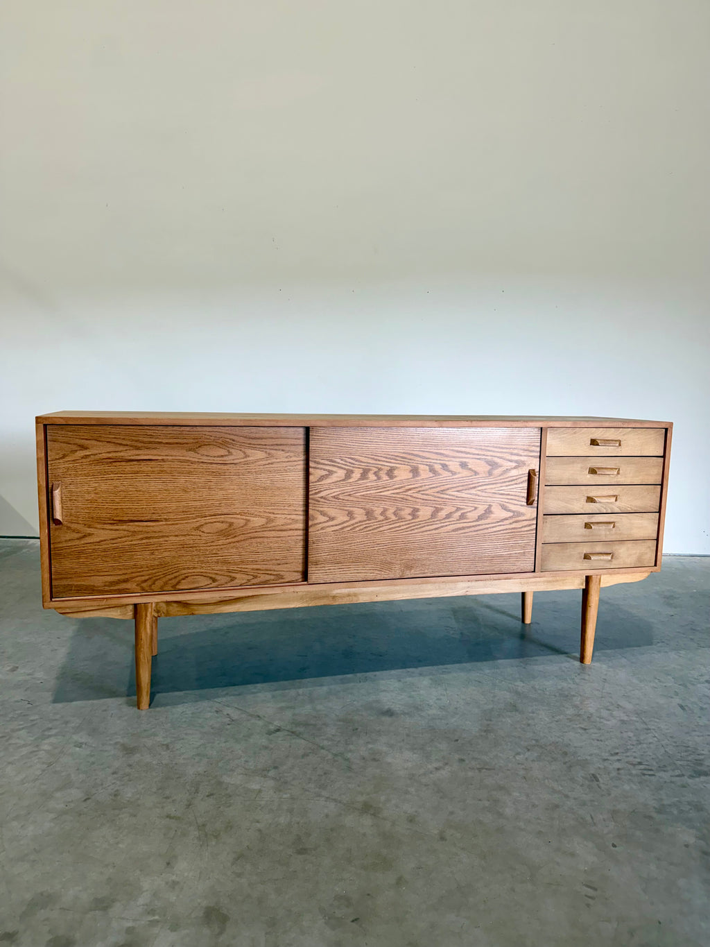 Mid Century Modern Scandinavian Oak Credenza