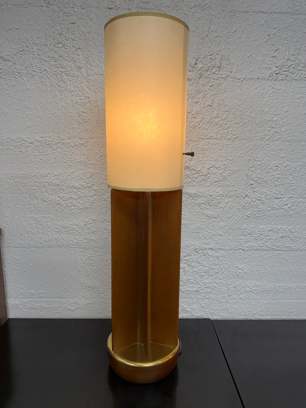 Mid Century Modern Modeline Style Walnut and Brass Table Lamp