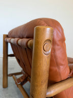 Brazilian Modernist Style Lounge Chair in Cognac Leather and Oak