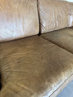 Mid Century Swedish Arne Norell Style Olive Leather and Rosewood Sofa