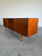 Long Danish Teak Mid Century Credenza by Clausen & Son