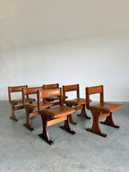 Set of 6 Danish Rosewood and Caramel Leather Gangso Mobler Dining Chairs