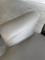 Vintage Sculptural Post Modern Gray Leather Lounge Chair Pair