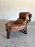 Vintage Dutch Brutalist Leather Lounge Chair