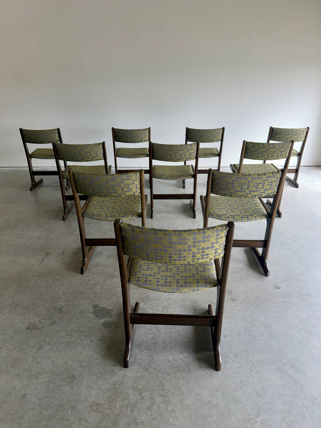 Mid Century Danish Farstrup Cantilevered Dining Chairs, Set of 10