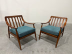 Pair of Mid Century Modern Danish Style Slat Back Lounge Chairs