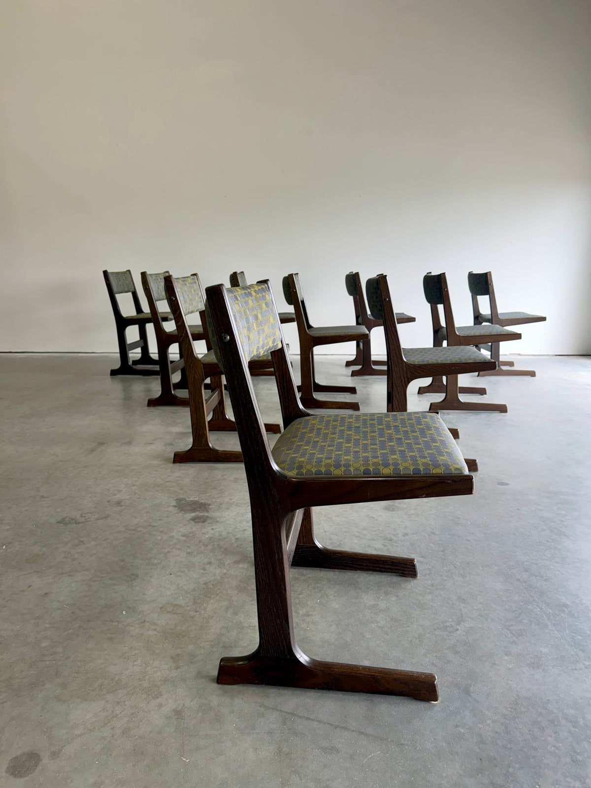 Mid Century Danish Farstrup Cantilevered Dining Chairs, Set of 10