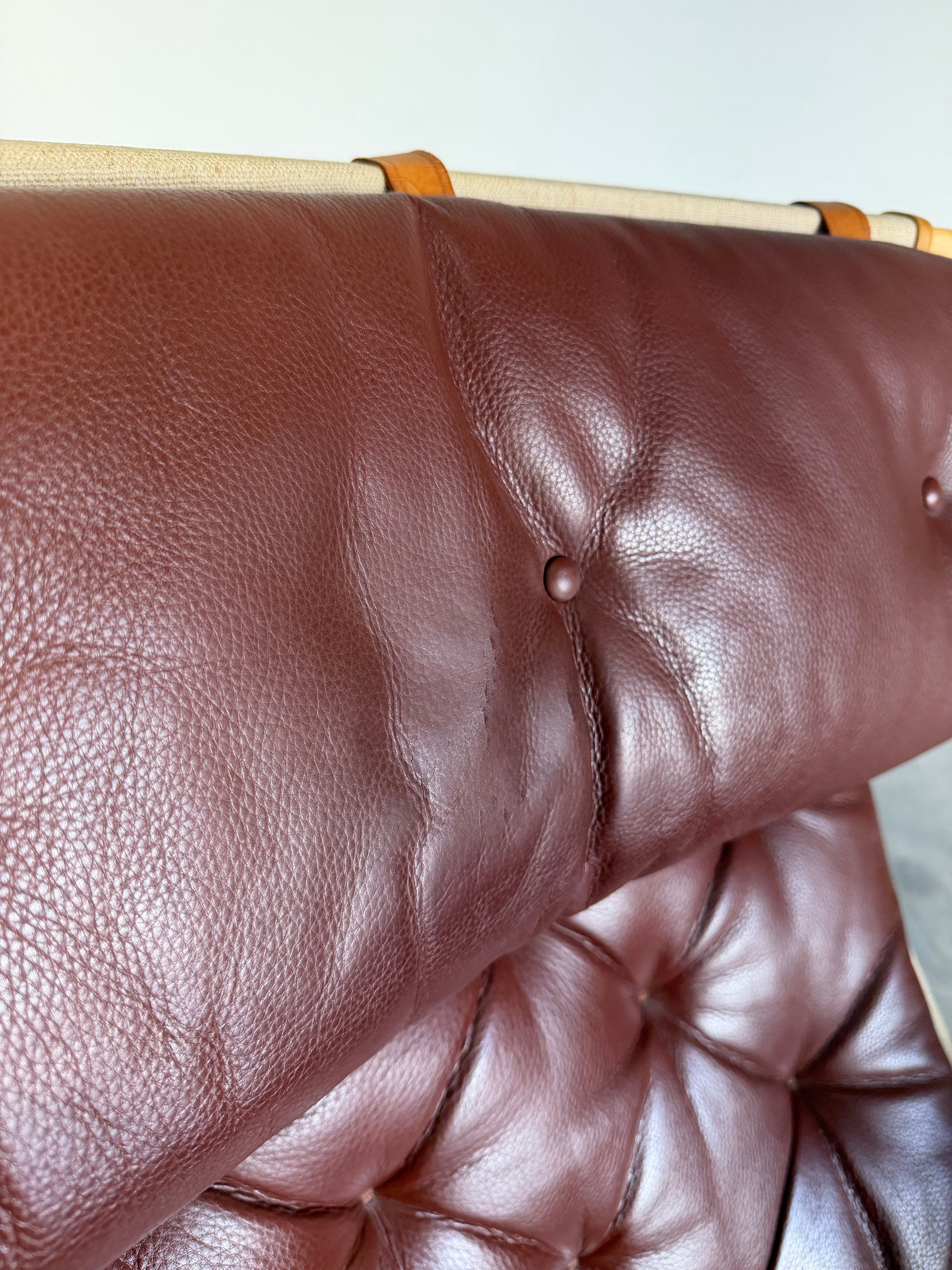 Bruno Mathsson for DUX Brown Leather Pernilla Lounge Chair and Ottoman