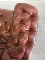 Bruno Mathsson for DUX Brown Leather Pernilla Lounge Chair and Ottoman