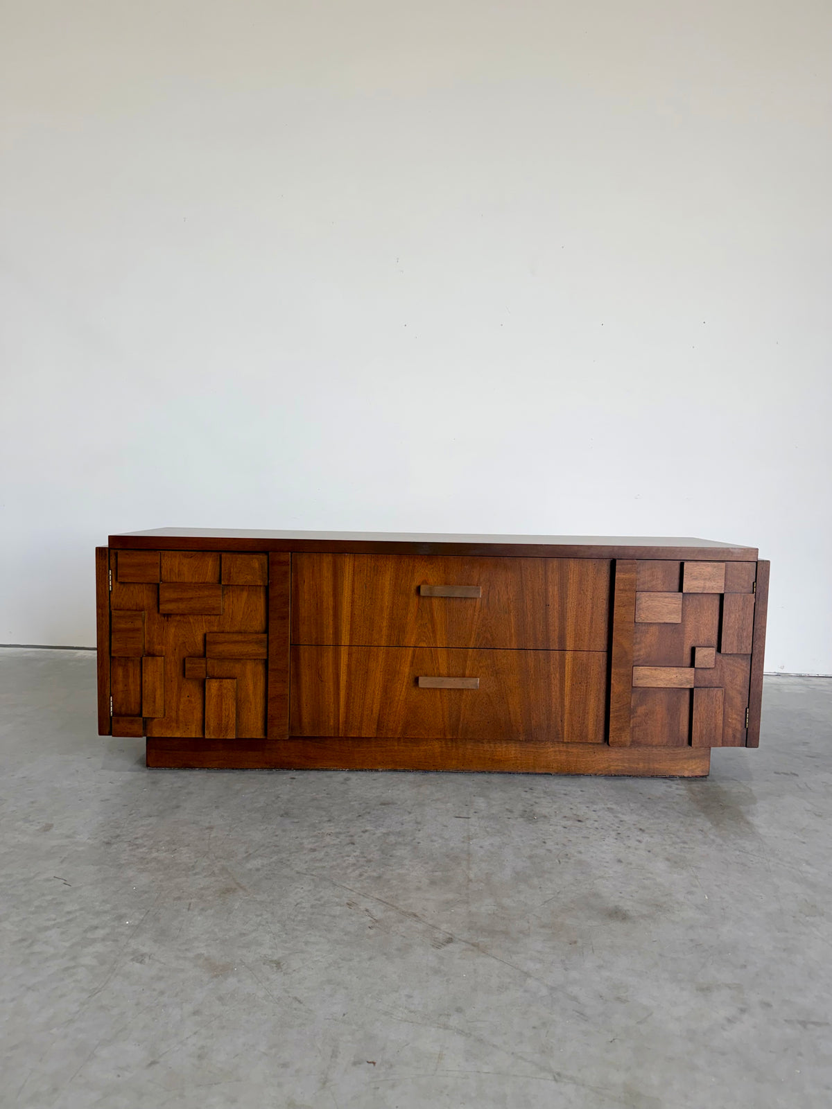 Lane Staccato Brutalist 2pc Hutch Display Cabinet
