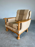 Vintage Henning Kjaernulf Style Danish Wool and Oak Lounge Chair