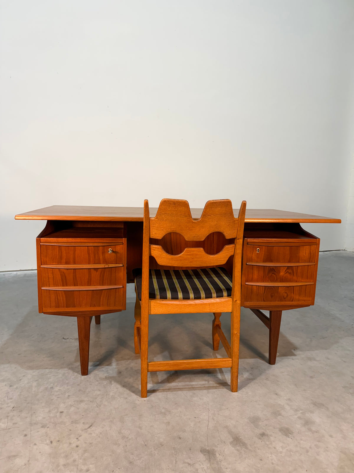 Danish Mid Century Modern Teak Floating Top Desk