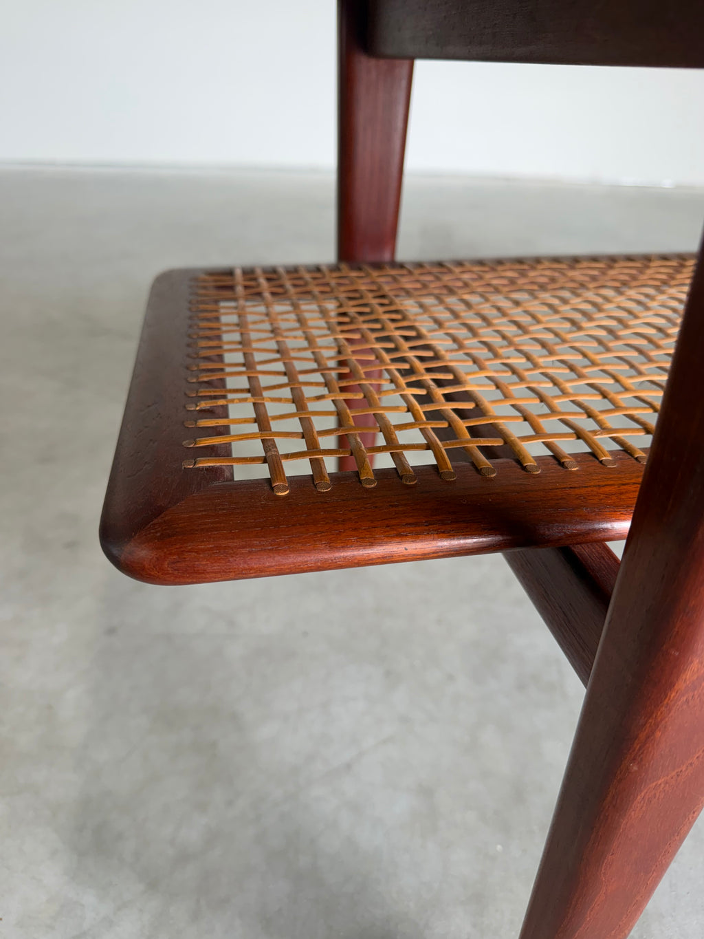 Mid Century Danish Teak and Cane Coffee Table with Magazine Rack