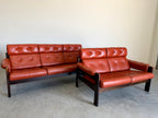 Vintage 2 Seat Orange Leather Sofa by Ekornes Norway
