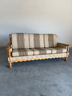 Vintage Henning Kjaernulf Style Danish Wool and Oak Sofa