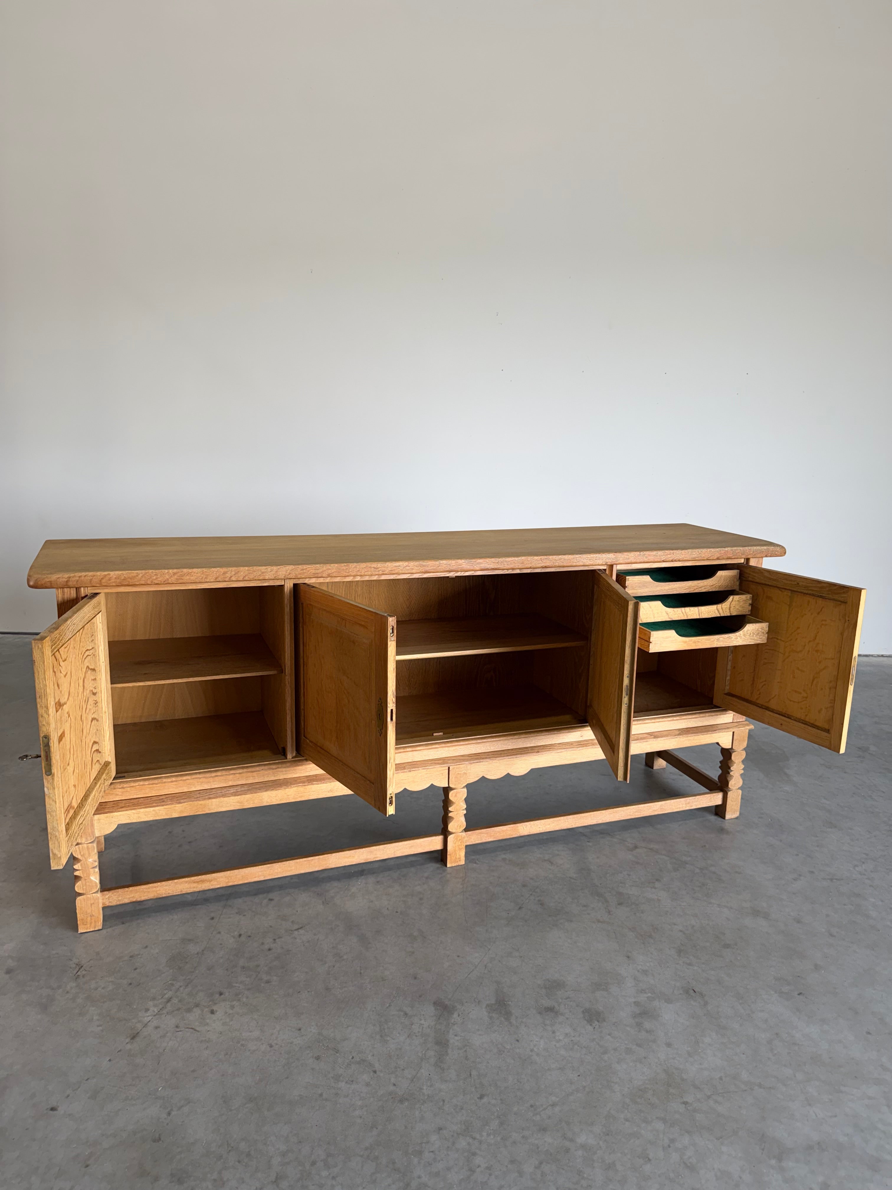 Mid Century Danish Oak Henning Kjaernulf Style Credenza