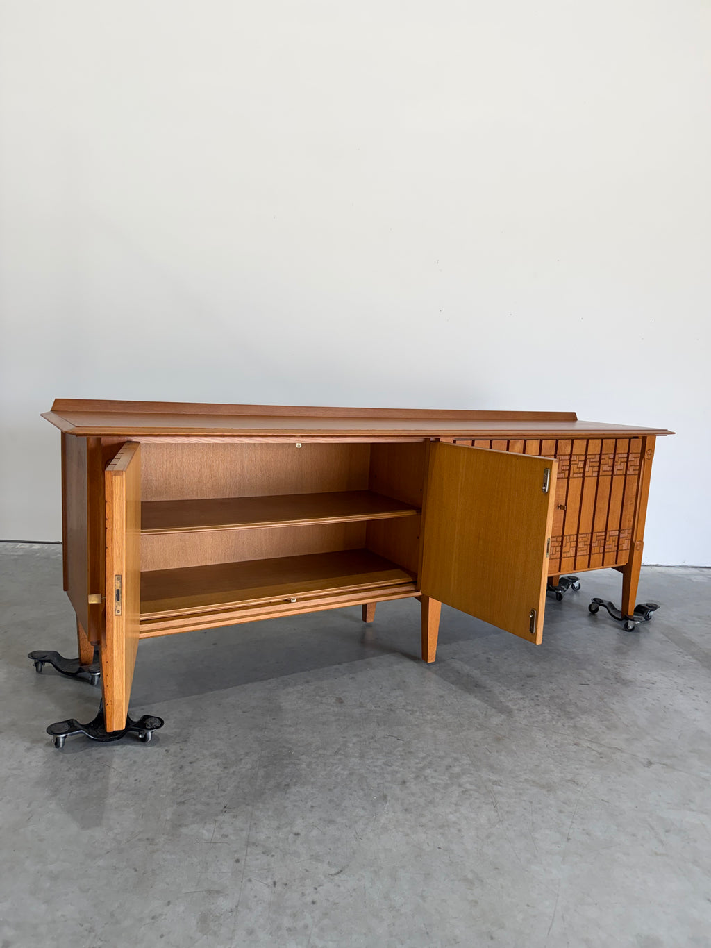 Mid Century European Brutalist Oak Credenza