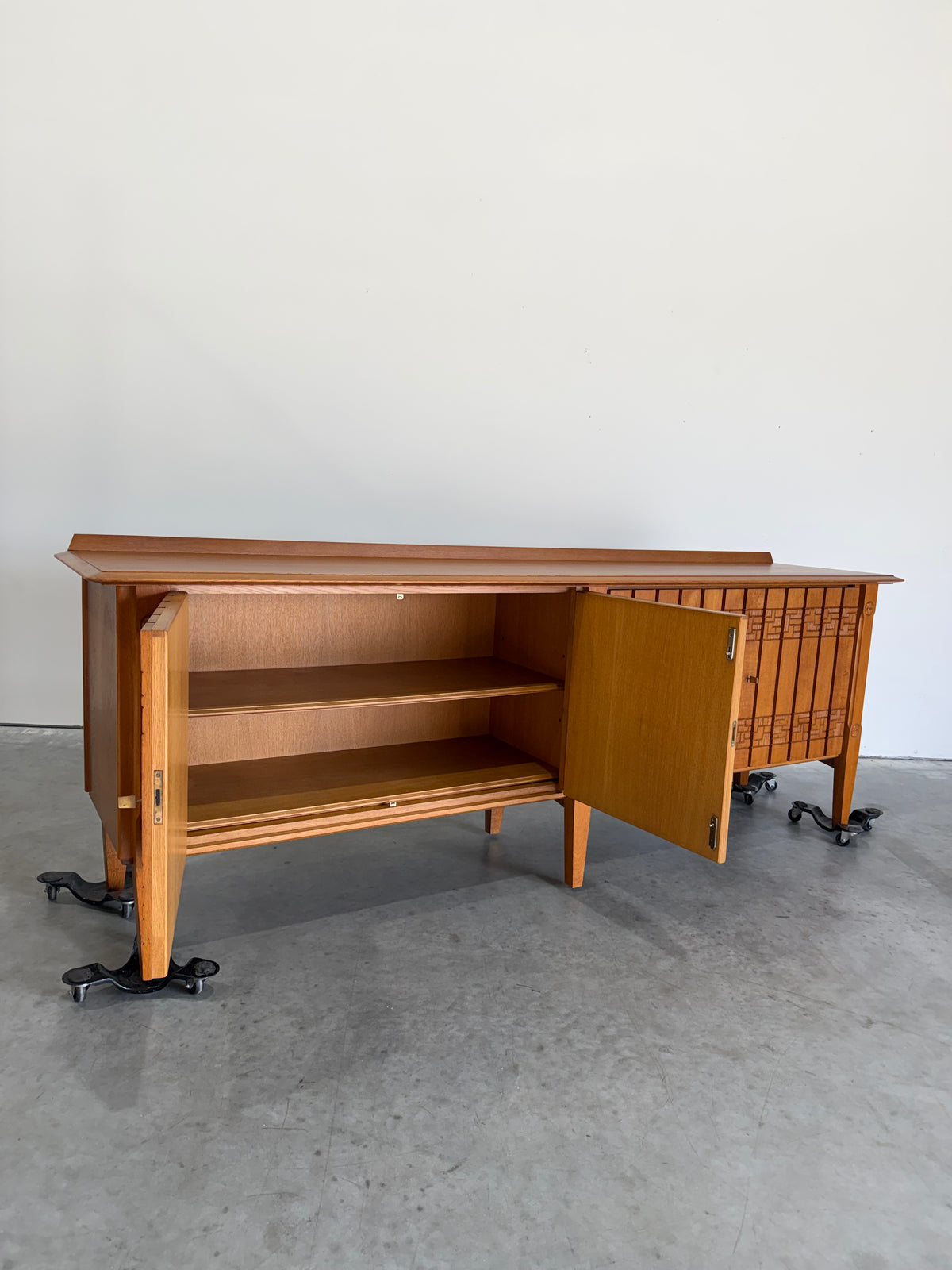 Mid Century European Brutalist Oak Credenza