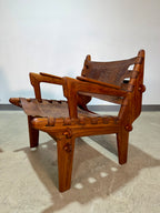 Pair of Mid Century Hand Tooled Leather Angel Pazmino Safari Lounge Chairs