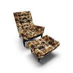 Mid Century Modern Castro Convertible High Back Velvet Lounge Chair and Ottoman Set