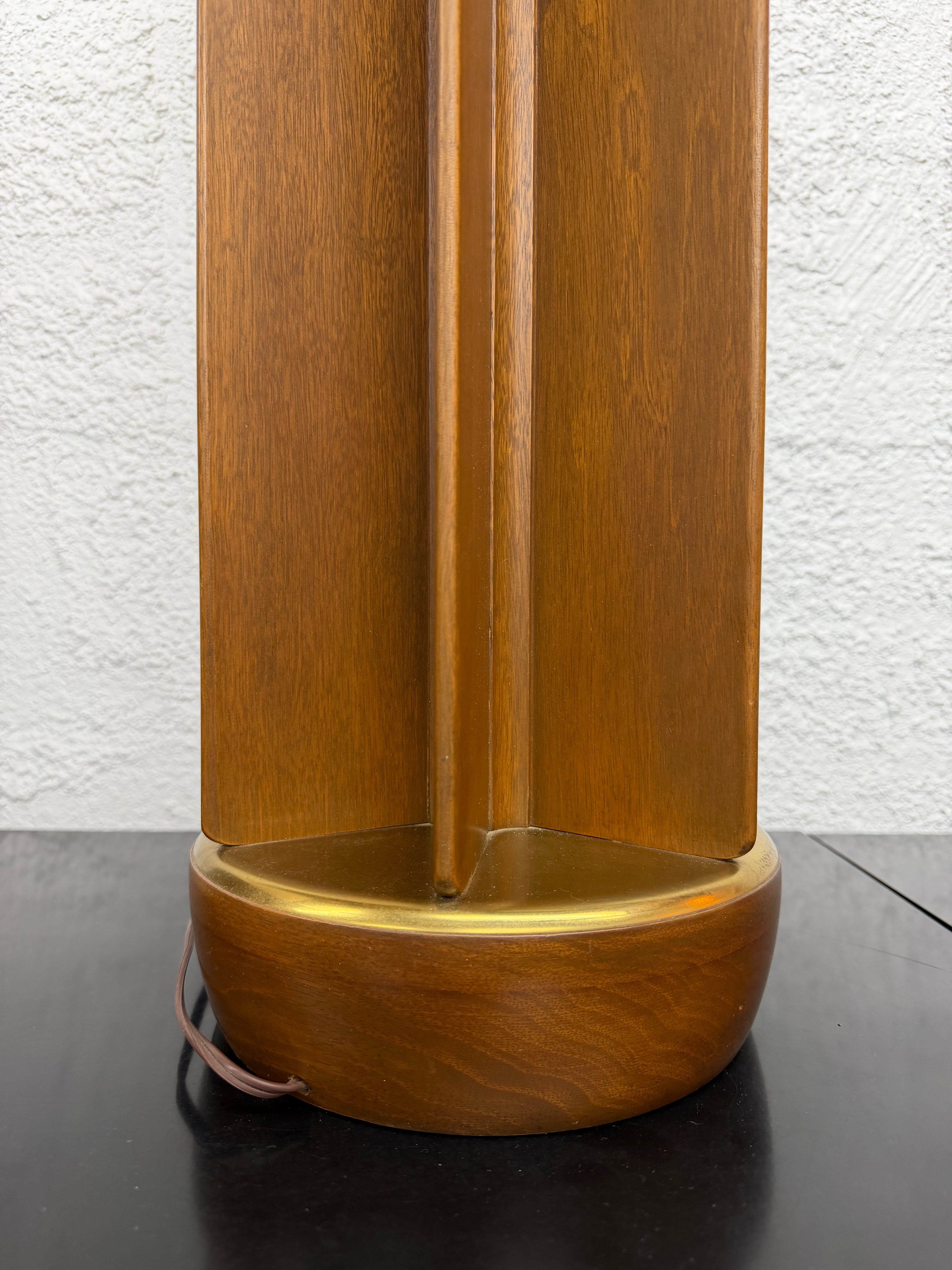 Mid Century Modern Modeline Style Walnut and Brass Table Lamp