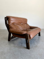 Vintage Dutch Brutalist Leather Sofa