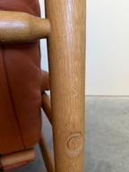 Brazilian Modernist Style Sofa in Cognac Leather and Oak