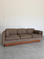 Mid Century Modern Mod Circles Print Plinth Base Sofa
