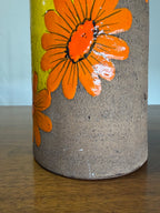 Mid Century Aldo Londi Bitossi Yellow and Orange Flowers Vase