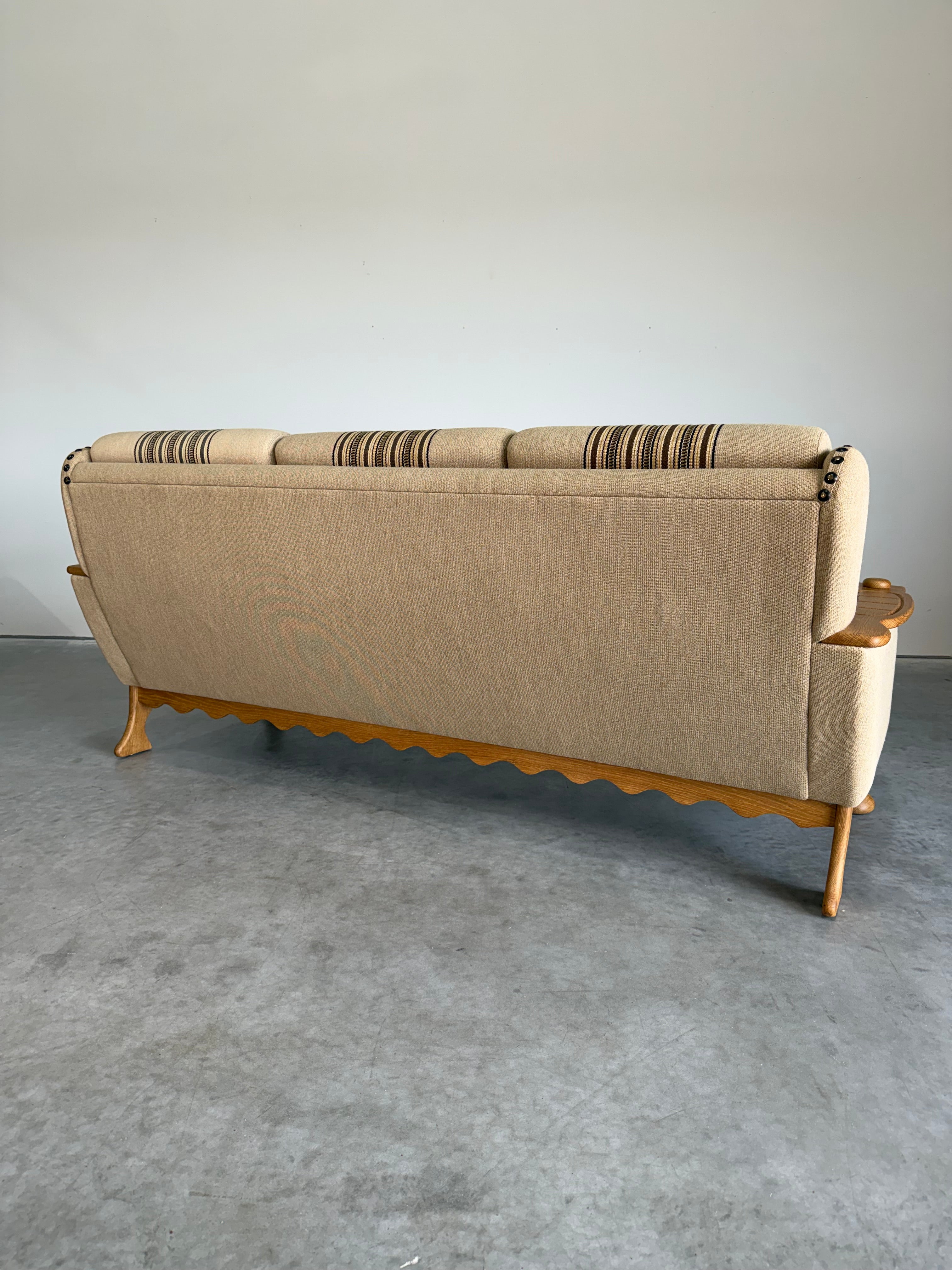 Vintage Henning Kjaernulf Style Danish Wool and Oak Sofa