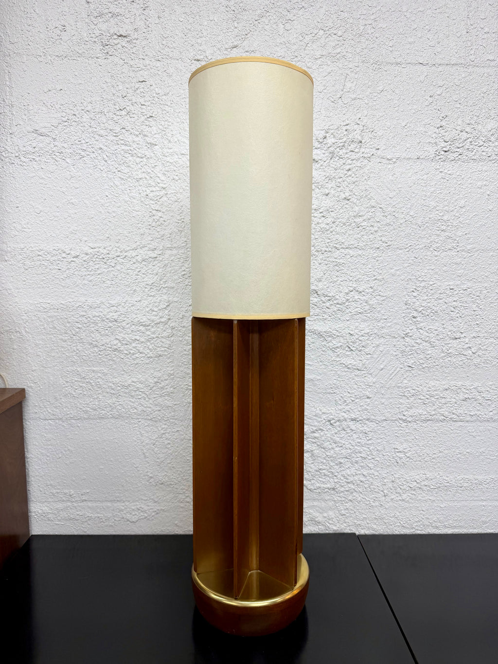 Mid Century Modern Modeline Style Walnut and Brass Table Lamp