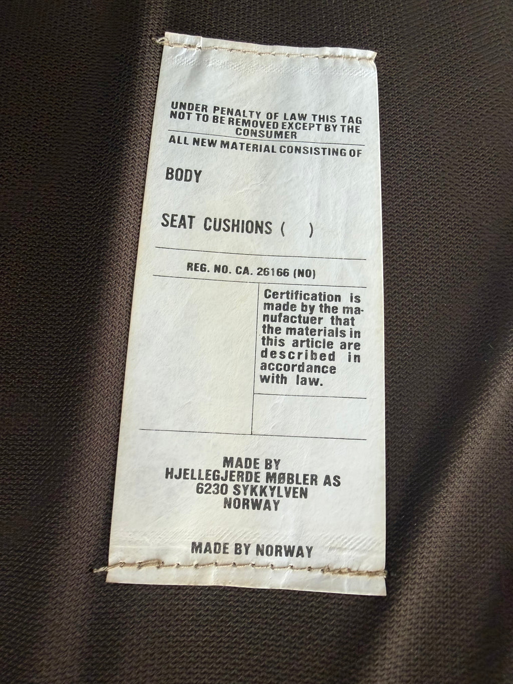Vintage Norwegian Beige Leather and Teak Sofa by Hjellegjerde Møbler