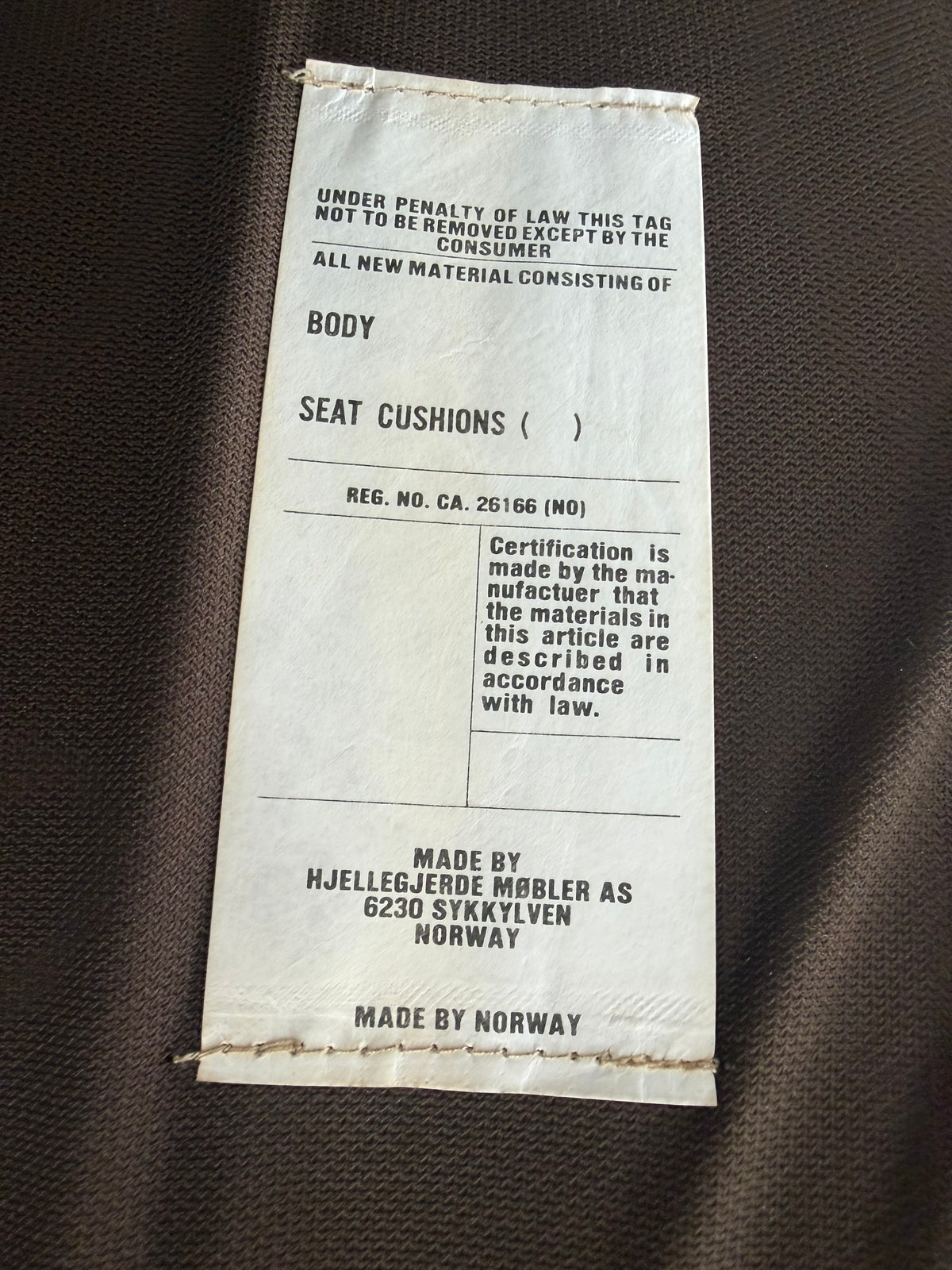 Vintage Norwegian Beige Leather and Teak Sofa by Hjellegjerde Møbler