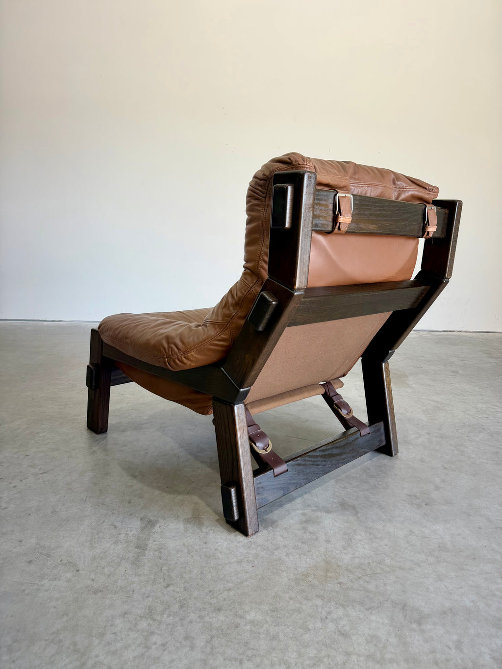Vintage Dutch Brutalist Leather Lounge Chair
