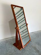 Vintage Danish Teak Cheval Freestanding Floor Mirror