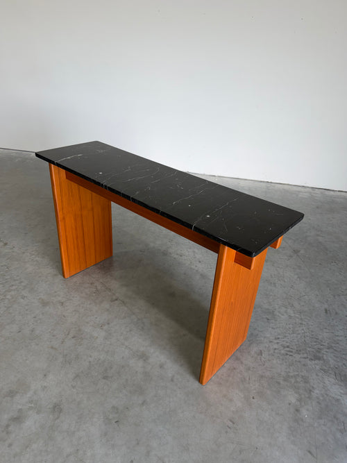 Vintage Danish Teak and Marble Console Table